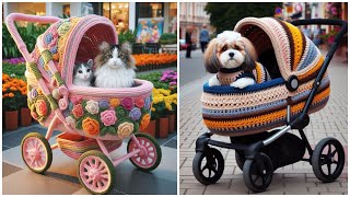 Cute 🥰 Pet Strollers Crochet Knitting Designs With Wool (Share Ideas) #Knitted #Knitting #Crochet