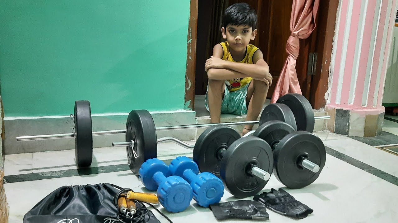 Weight lifting kit unboxing 🏋‍♂️🏋‍♂️🏋‍♂️ weightlifting kids review