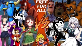 Indie Game Free for All! (Bendy vs Undertale vs FNAF, Yandere, More) _ CARTOON FIGHT CLUB REACTION!