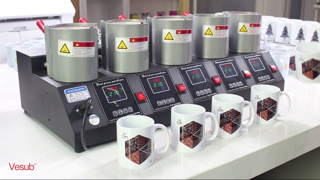 How to Heat Press White Mug by 5 in 1 Mug Heat Press Machine YouTube