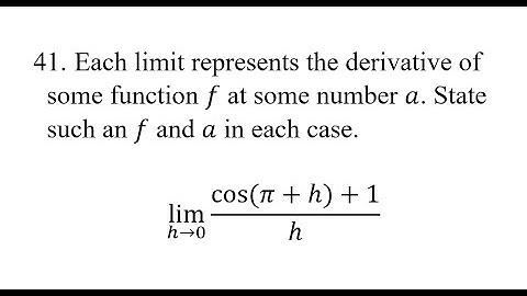 41. Each limit represents the derivative of some function f at some number a. State such an f and a