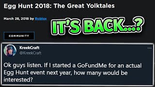 Roblox egg hunt 2018 is coming back...?