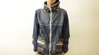 go slow caravan（ゴースローキャラバン） ネイティブ 刺繍 デニム マウンテンパーカー メンズ レディース ジャケット フード アウター アウトドア 330713 mv153