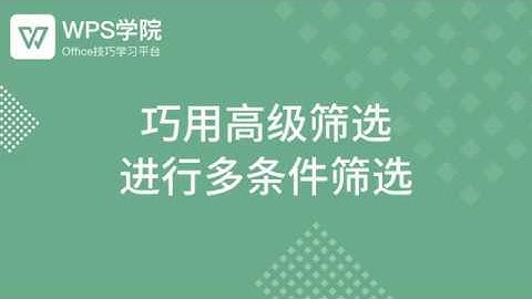 【Excel教程】巧用高级筛选 进行多条件筛选