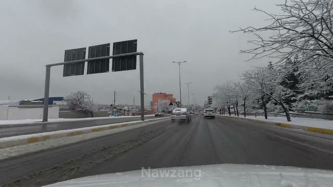 Snowy day in slemani kurdistan 4k