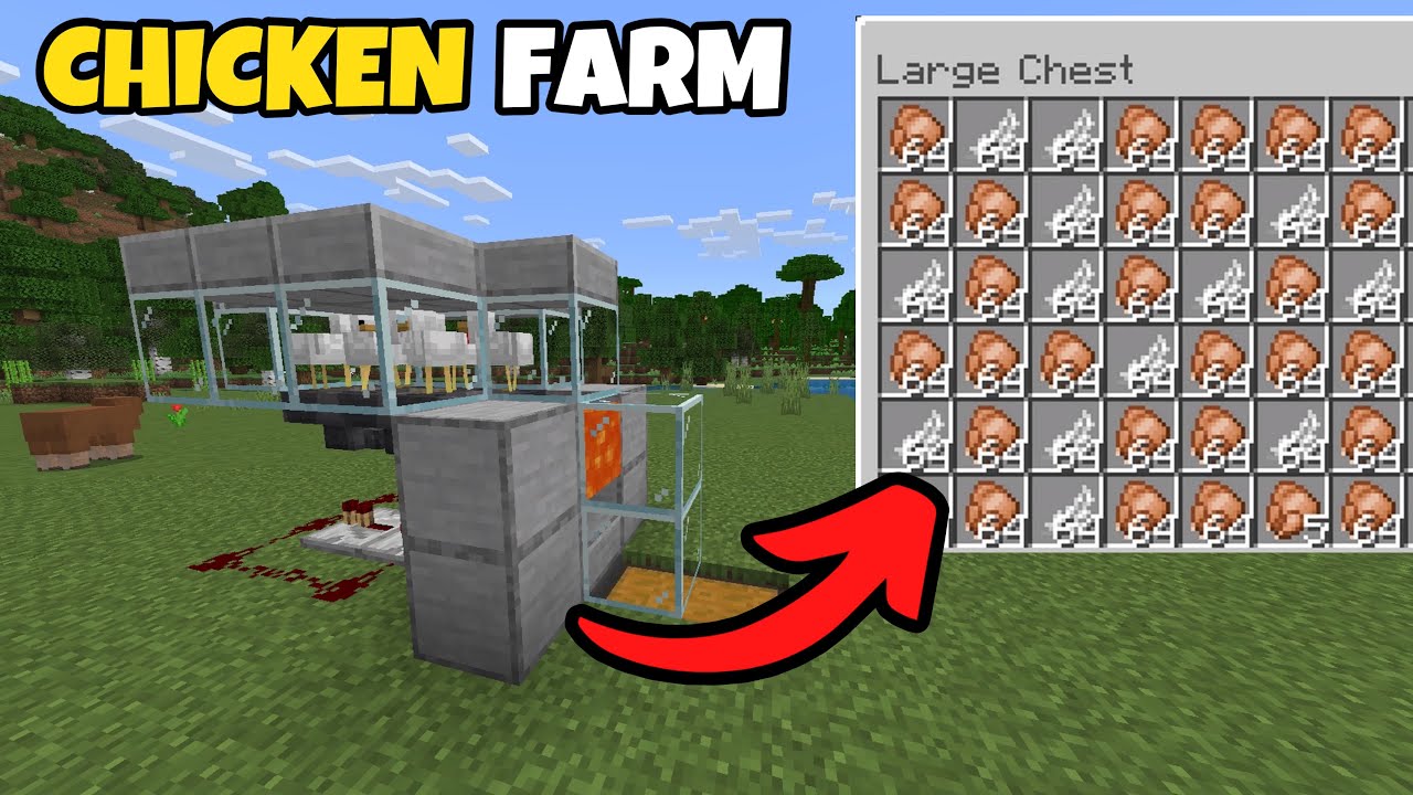 *EASIEST* Auto Chicken Farm In Minecraft Bedrock (Tutorial) YouTube