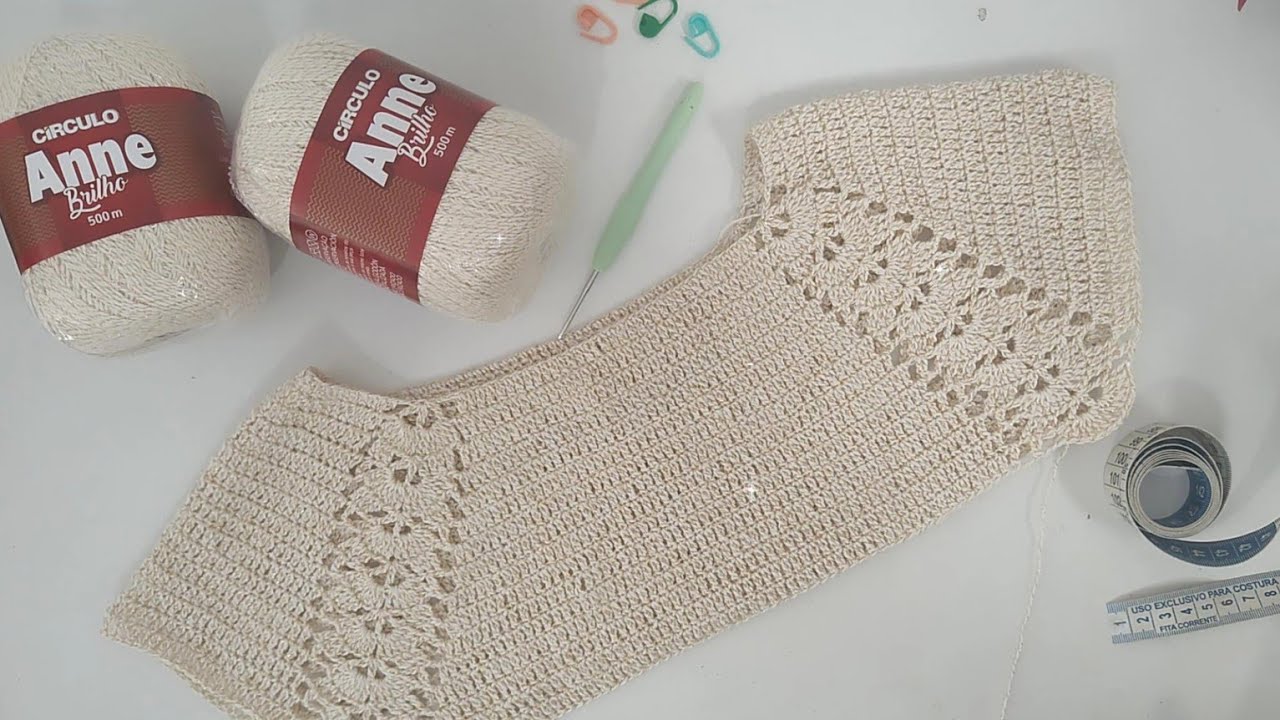 Blusa Luciana em Crochê Topdown (separação das cavas) Coleção Mulheres da Minha Vida