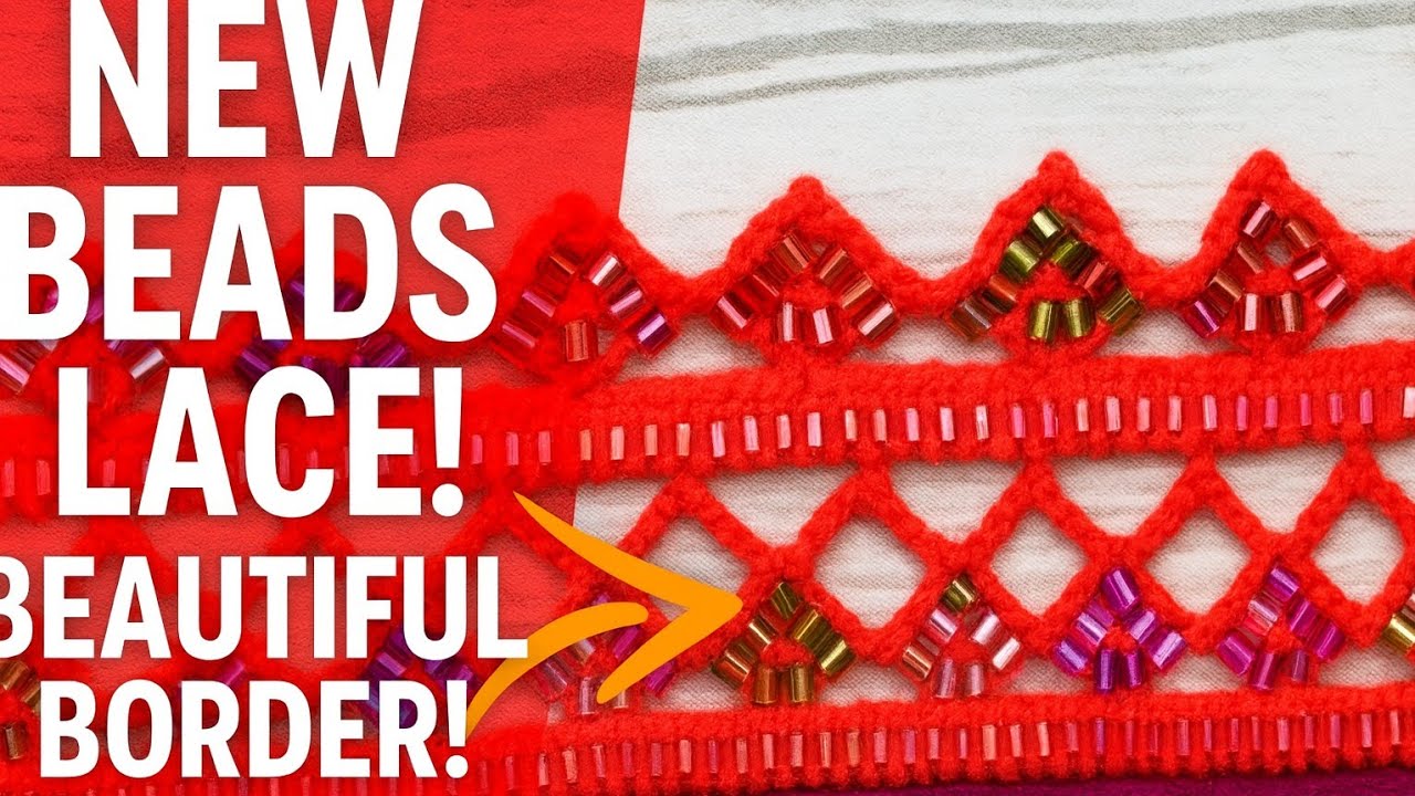 New Beaded Lace Border Design | Easy & Beautiful Dupatta Lace Tutorial | Latest Beads Work 2025