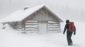 Surviving in Wooden Cabin in the middle of A BLIZZARD!