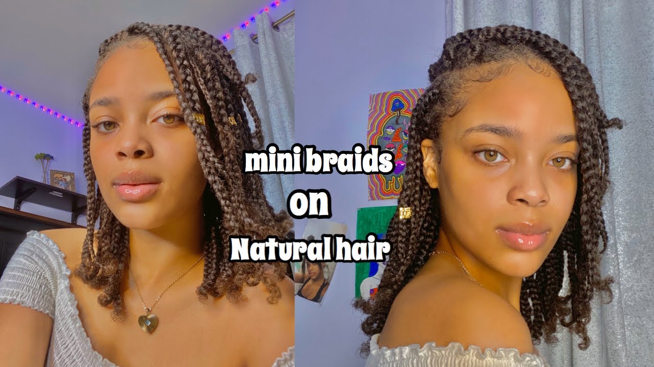 cute mini braids on natural hair *quarantine style - YouTube