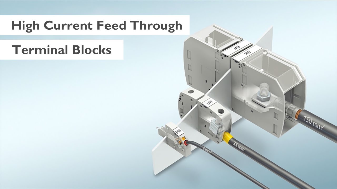 Current terminal. High-current Terminal Blocks. Устройство Feed Block. Terminal Blocks - fv110 pirkt Rīga. Screw Terminal, Feed through, 2 points, 10mm² , Grey.