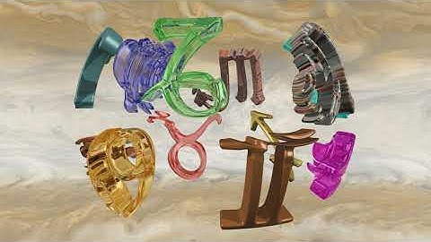 OctreeSolid raytracing glass refraction : Zodiac signs (4K version)