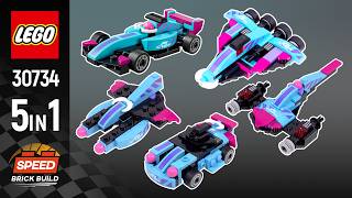 5in1 LEGO Speed Champions Mini F1 ACADEMY Car MOC's (30734)[265 pcs] Step-by-Step Building Tutorial