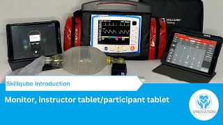 Overview integrating the device monitor, instructor tablet/participant tablet - SkillQube qubeSeries
