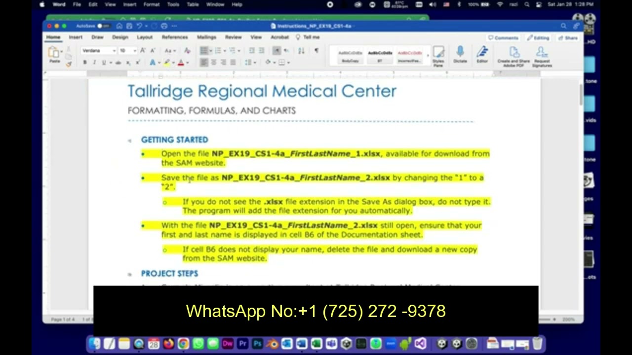 Excel 2019 |Modules 1-4: SAM Capstone Project 1a |Tallridge Regional Medical Center 