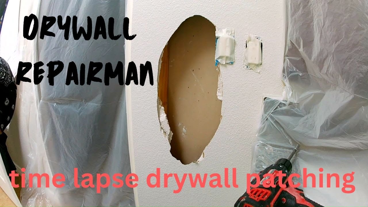 Drywall repair patching large hole in wall time lapse sheetrock repair