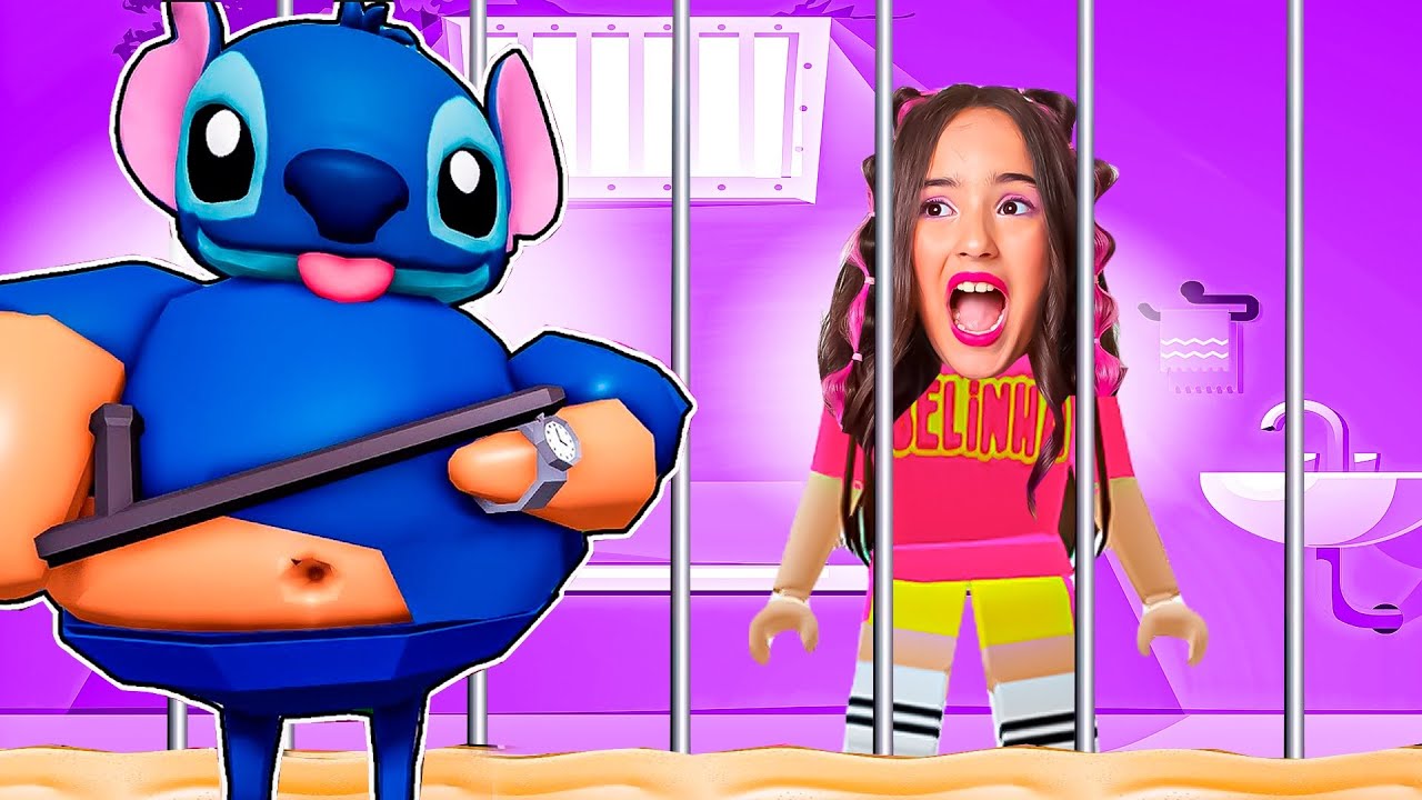 ESCAPE DO POLICIAL STITCH NA PRISÃO AZUL DO ROBLOX! - BELINHA GAMES