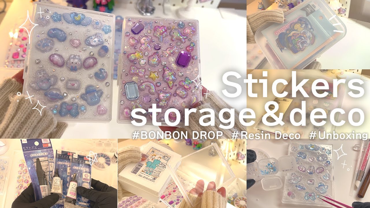 シール収納全部紹介🌷₊⊹ & ボンボンドロップシール×レジンデコ 🫧︒⚬  サンリオシール多め ┊︎Y2K ┊︎おすすめ100均デコパーツ ┊︎ 購入品紹介 ┊︎ファービー