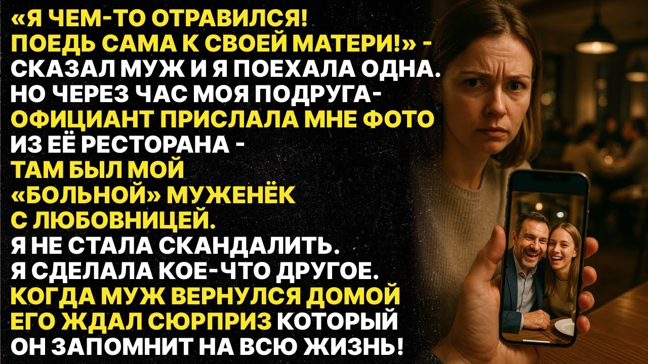 Муж сказал, что отравился, чтобы не ехать к моей маме. Но сам пошел в ресторан с любовницей