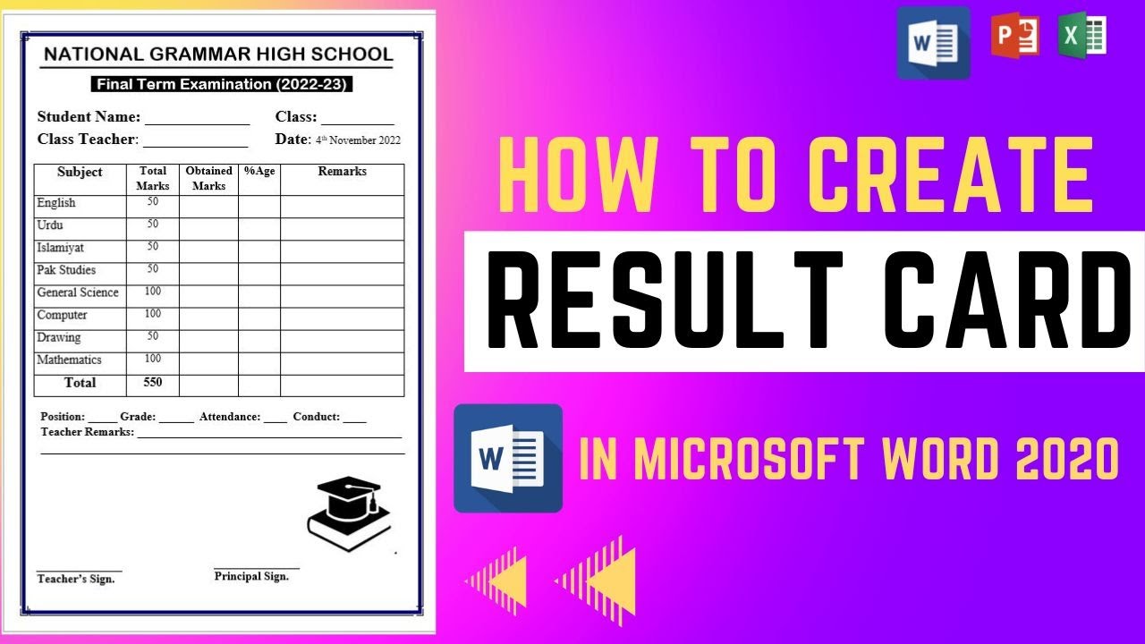 How To Create Result Card in MS Word Advance Tutorial Microsoft