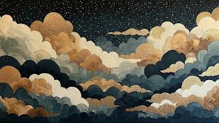 Vintage Gold Cloud Tapestry | 4K Frame TV Art for Samsung Frame TV
