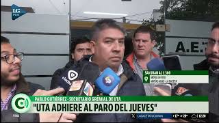 El Secretario gremial de UTA confirmó que adhieren al paro general del jueves