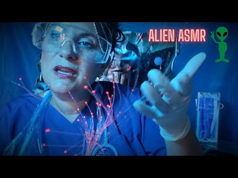 ASMR  ALIEN   FULL BODY EXAM  cranial exam   sleep aid , roleplay ,  MEDICAL