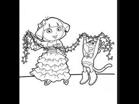 Dora Explorer Christmas Coloring Pages Youtube