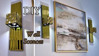 DIY GOLD WALL SCONCES| MODERN WALL LIGHT