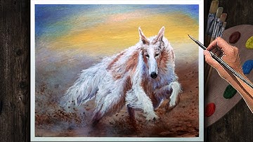 Acrylic Domestic Animal Painting Lesson Time-lapse / Running Dog / Man
