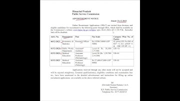 HPPSC NEW ADVERTISEMENT | JOB HIMACHAL #hppsc #hppscexam #hpjobs