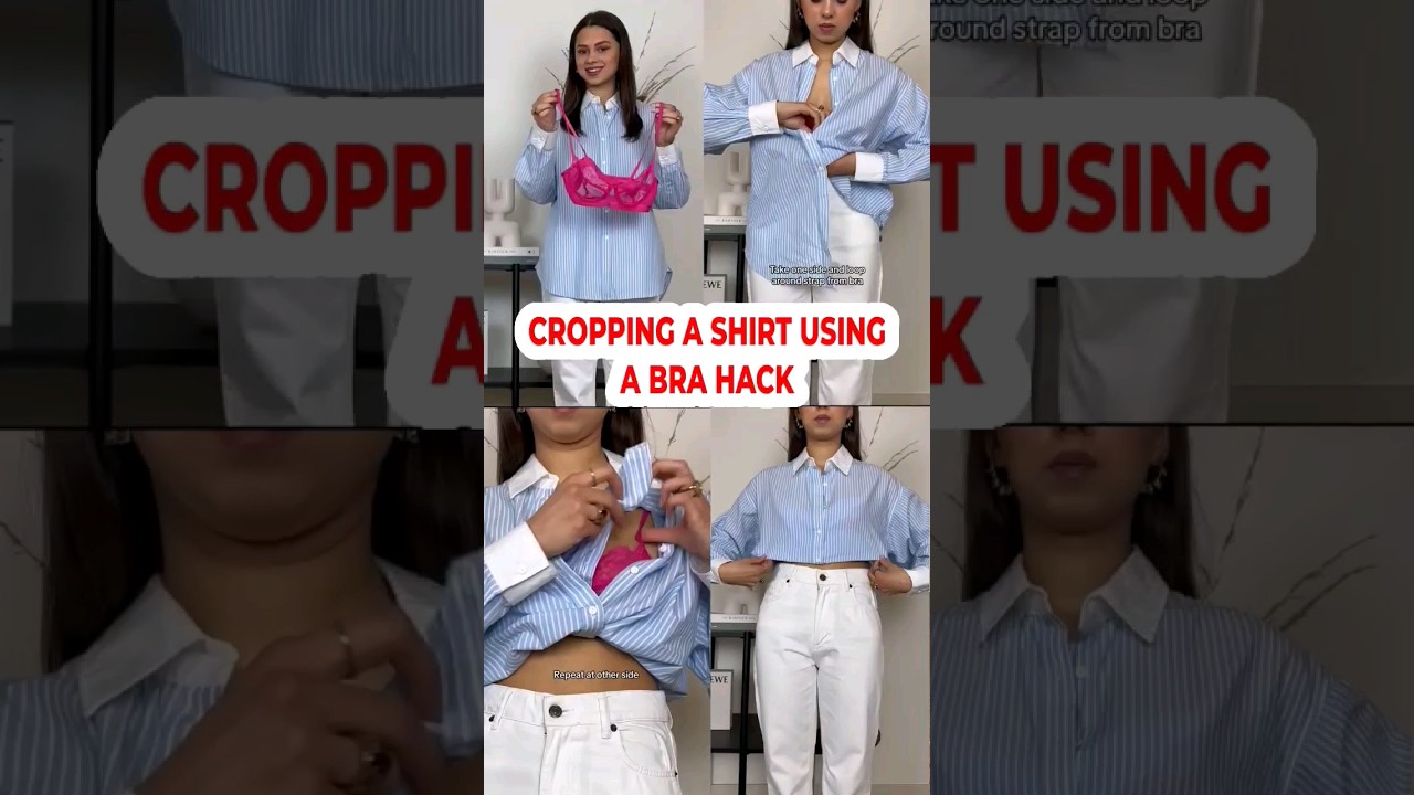 EASIEST HACK TO CROP YOUR T-SHIRT in 10 seconds *just with a BRA* 🤯