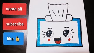 HOW TO DRAW CUTE TISSUE BOX| رسم علبة فاين