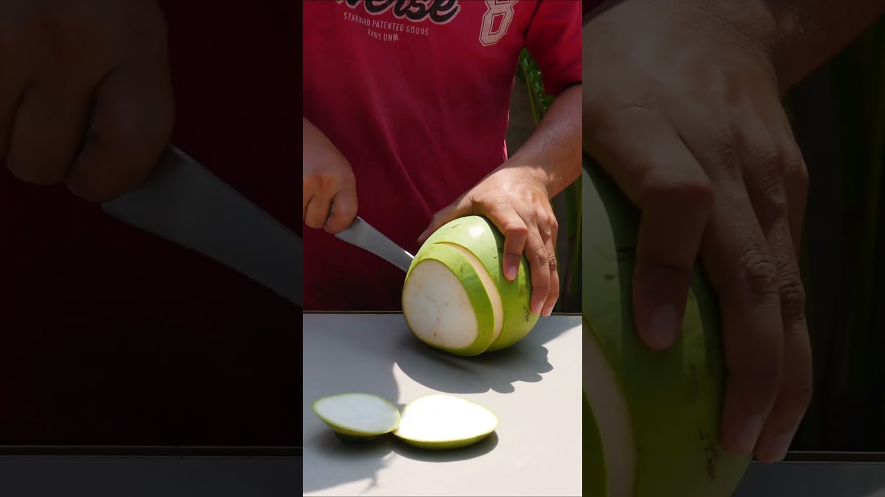 easy way to cut young coconut
