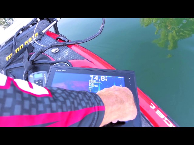 Using the Aqua-Vu underwater camera while in your boat hooked up to your  depth finder. 