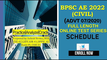 BPSC AE Civil 2022 Exam(Advt07/2020) Comprehensive Online Test Series|Full Length Tests|Schedule