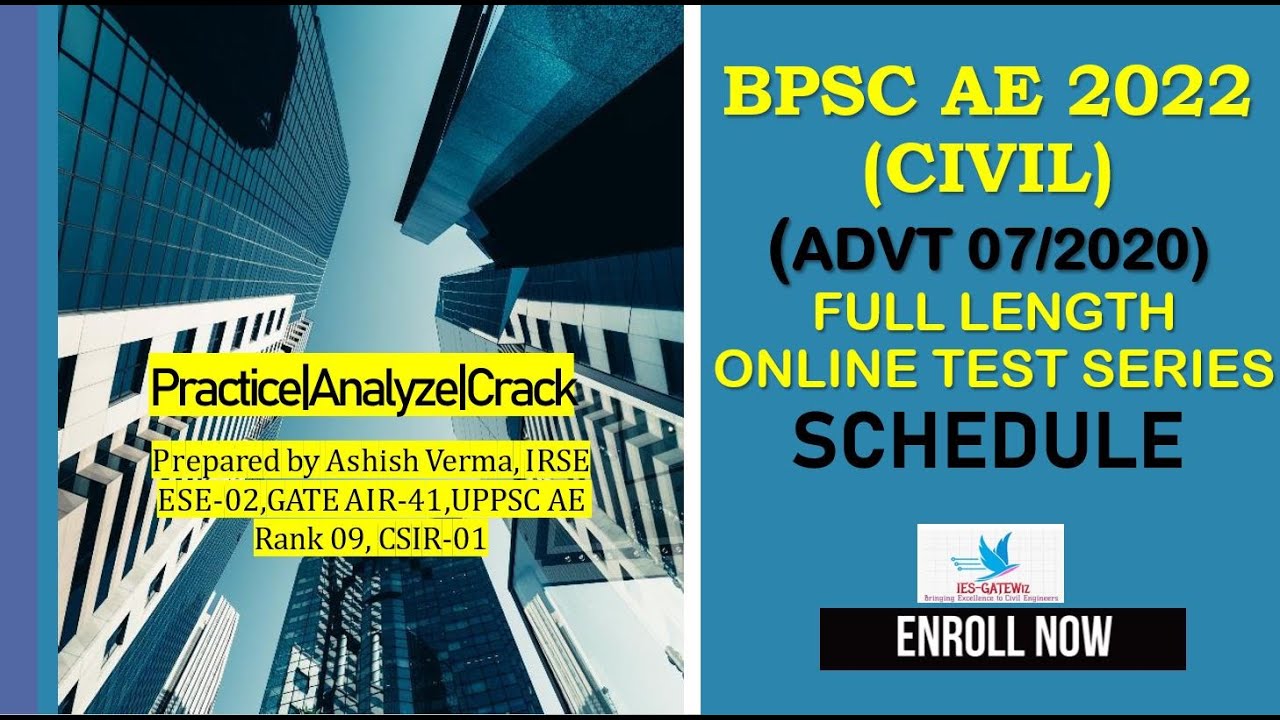 BPSC AE Civil 2022 Exam(Advt07/2020) Comprehensive Online Test Series|Full Length Tests|Schedule