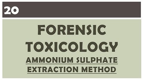 Ammonium sulphate extraction method for Non-volatile organic poisons|Part-20 @SavvyForensics