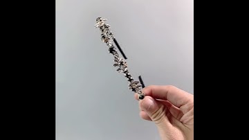 Băng đô bờm cài tóc cao cấp mấn áo dài cách tân đính đá đen xanh phối chiếc lá bạc