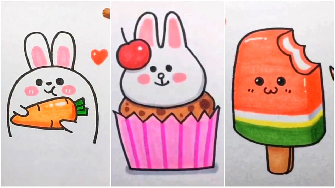 Vẽ tranh đơn giản Dễ Thương Vẽ hình siêu cute ngộ nghĩnh đáng yêu  Cute  drawing pictures 7  YouTube  Đang yêu Dễ thương Tranh