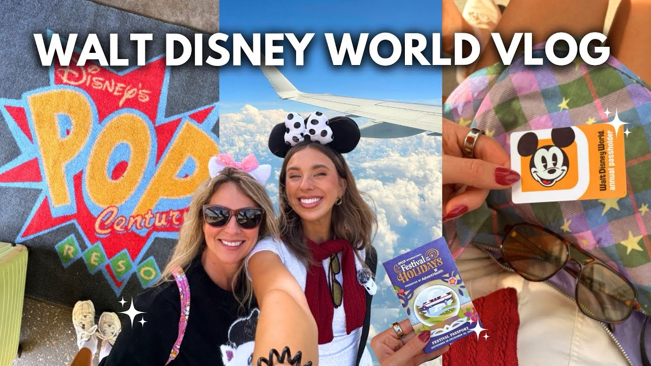 DISNEY WORLD VLOG! ✨ ✈️ Disney World travel day, Pop Century Resort, Epcot Festival of the Holidays!