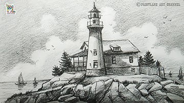 How to draw simple lighthouse drawing for beginners | Pencil Art