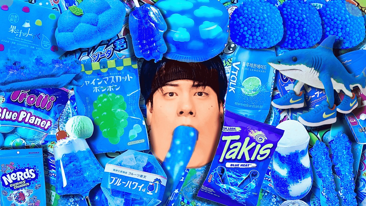 【地獄】真っ青なお菓子を5万円分爆買いして24時間生活したら翌日アバターになった...