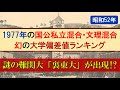 【1977年】50年前の国公私立混合・文理混合大学偏差値ランキング【東京一工・旧帝・早慶上理・電農名繊・金岡千広・MARCH・関関同立・成成明学・四工大・日東駒専・産近甲龍・大東亜帝国】