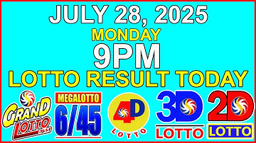 9pm Draw Lotto Result Today July 28 2025 Swertres Ez2 PCSO