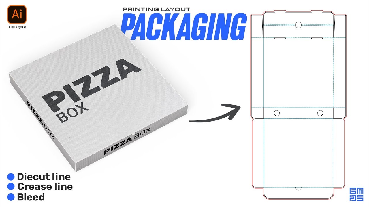 How To Make A Die Line For Pizza Box Packaging - Adobe illustrator in HINDI / हिंदी में