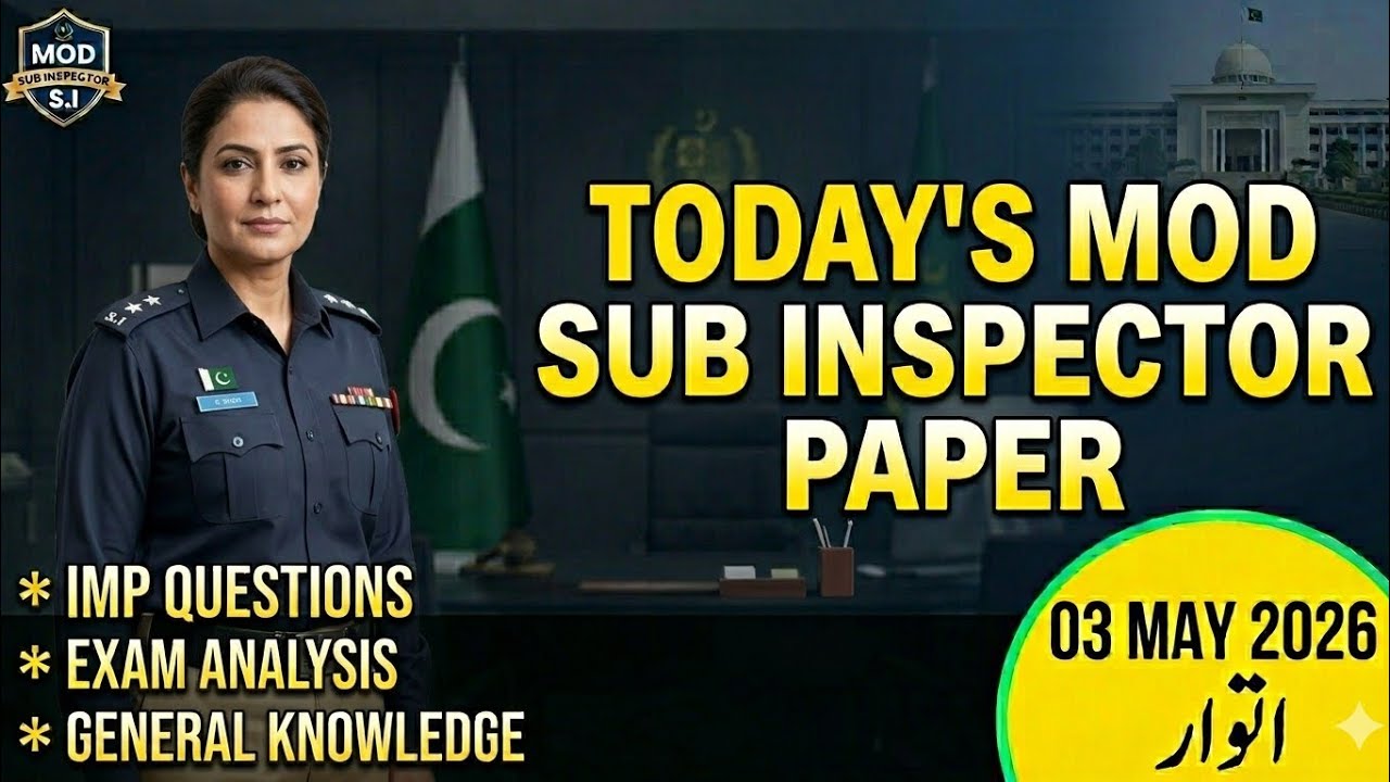 Mod Sub Inspector TODAY'S MOD Sub Inspector Solved Paper | MOD sub inspector solved paper ...