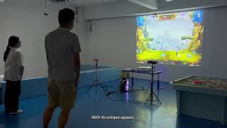 interactive projection double trampoline game