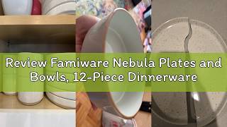 Review Famiware Nebula Plates and Bowls, 12-Piece Dinnerware Set, Cinnamon Brown | Stoneware Dish Se