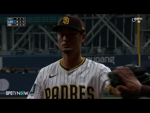 【MLBソウルシリーズ 速報】パドレス・ダルビッシュ有 3回に満塁のピンチを切り抜け吠える！気迫のある投球で見事空振り三振！vs.ドジャース 3.20